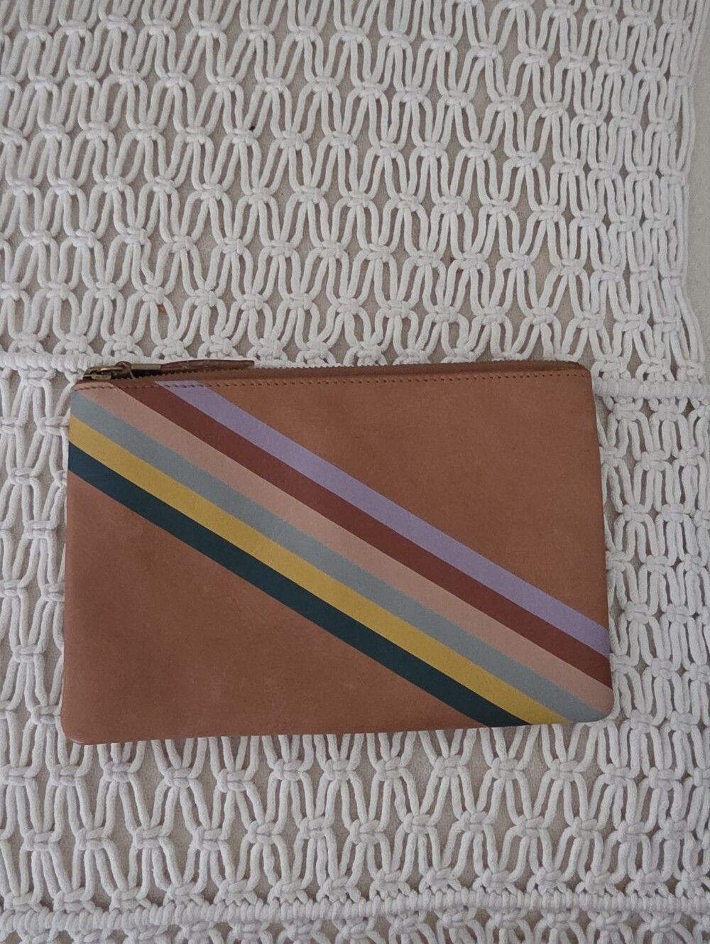 Madewell Striped Leather, Rainbow Wristlet Wallet, EUC